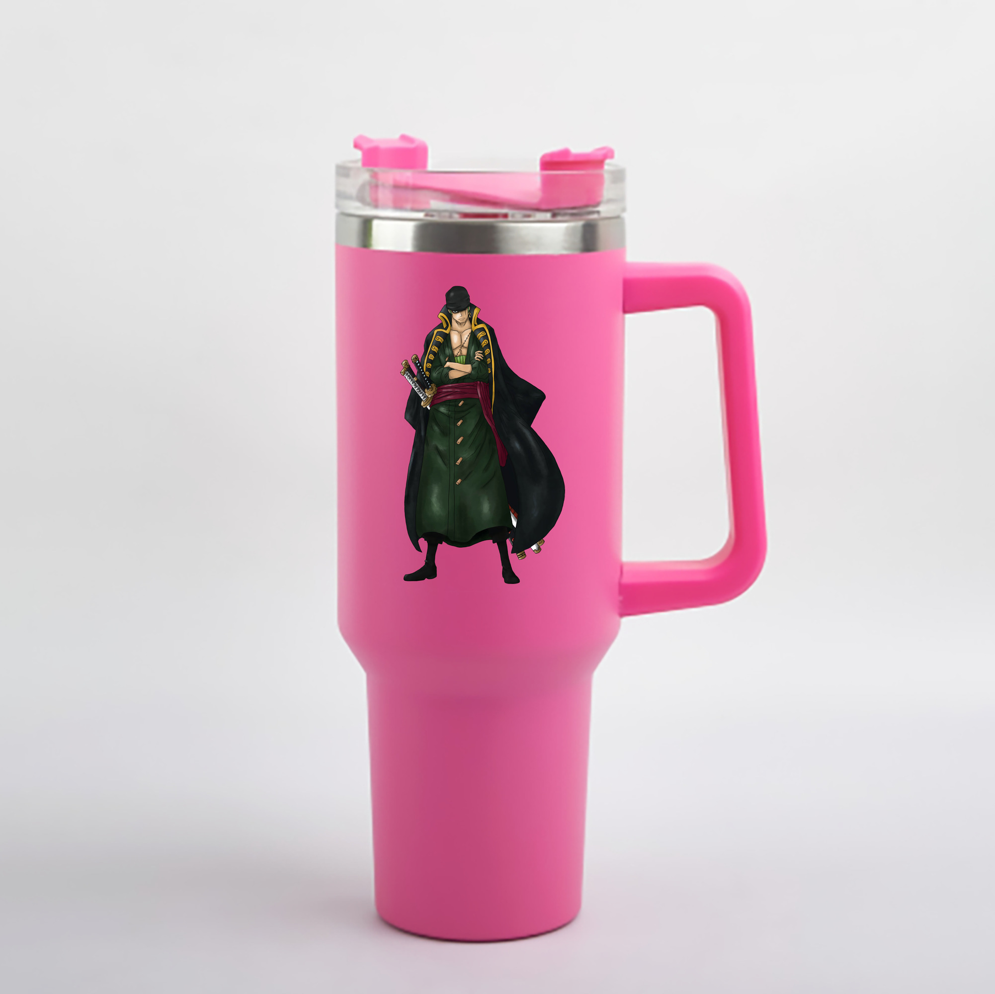 ワンピース ロロノア・ゾロ ONE PIECE Roronoa Zoro 1200mL車用タンブラー - クリスタルステッカー（プラスチックストロー付き）